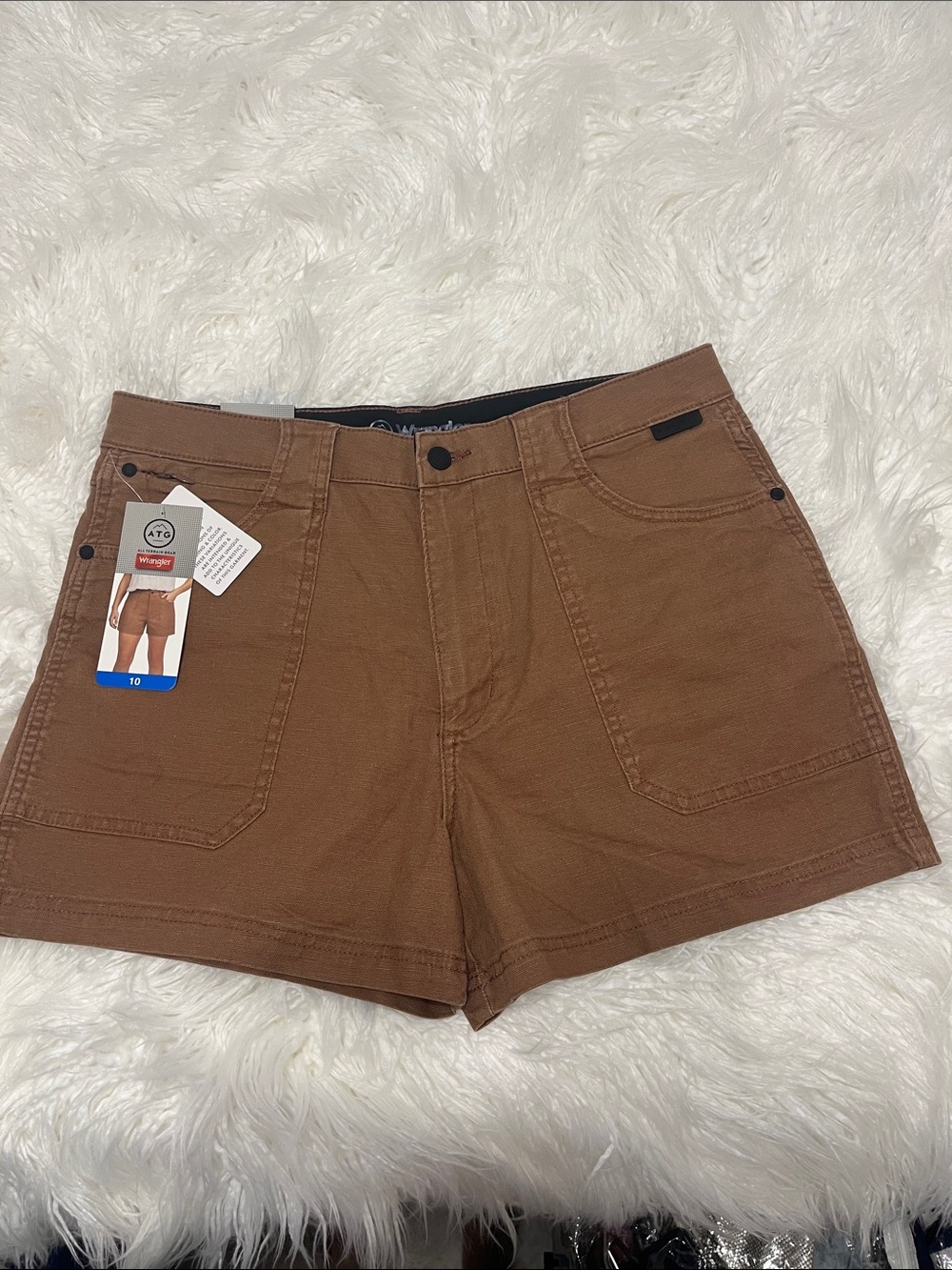Wrangler Women's Brown Carpenter-Style Jean Shorts size 10 cotton denim
